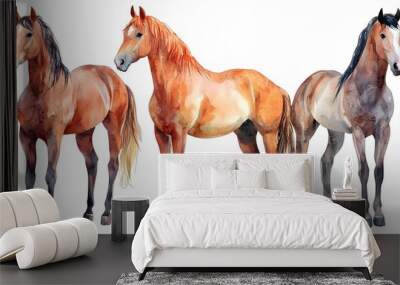 watercolor horse collection, Generative AI  Wall mural