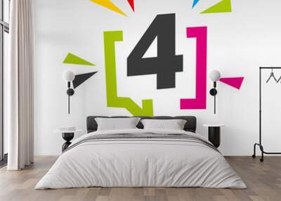 4 Years Anniversary colorful white modern logo icon banner holiday illustration Wall mural