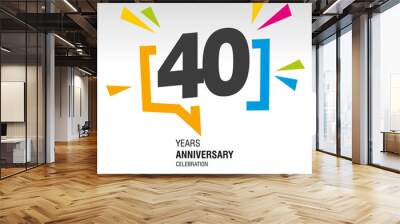 40 Years Anniversary colorful white modern number logo icon banner Wall mural