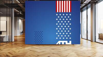 4th July front back red blue background card Wall mural