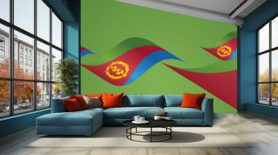 Eritrea National Day waving flags two fold blue landscape background.ai Wall mural