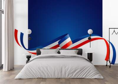 France flag vector. World flags and ribbons. French flag ribbon on abstract color background Wall mural