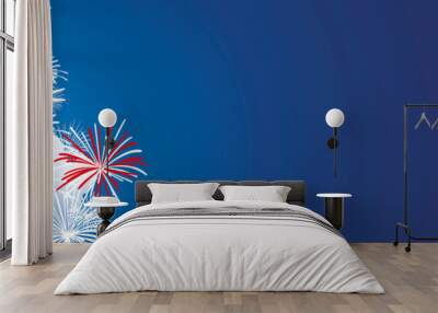 Liberty statue silhouette firework Happy 4th of july Independence day blue banner Wall mural