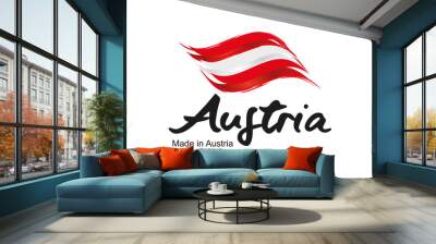 Made in Austria handwritten flag ribbon typography lettering logo label banner Wall mural