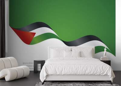 New brochure abstract design modular pattern of wavy flag ribbon of Palestine Wall mural