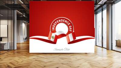 Peru Independence Day ribbon logo icon Wall mural