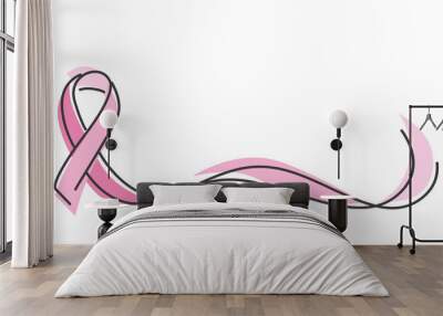 Pink ribbon breast cancer awareness symbol line design vector illustration Wall mural