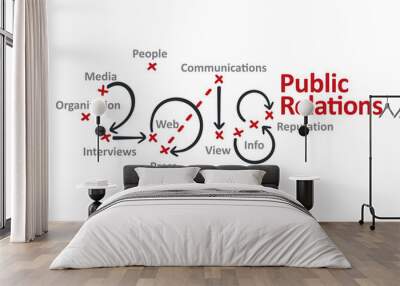 Public Relations 2018 red marks white background vector Wall mural