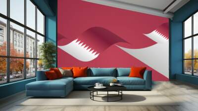 Qatar National Day waving flags two fold blue landscape background.ai Wall mural