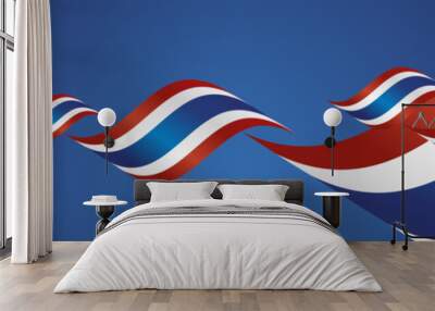 Thailand National Day waving flags two fold blue landscape background.ai Wall mural