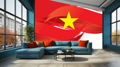 Vietnam Independence day, abstract hand drawn national flag of Vietnam, white background banner Wall mural