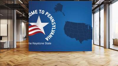 Welcome to Pennsylvania USA map banner logo icon Wall mural