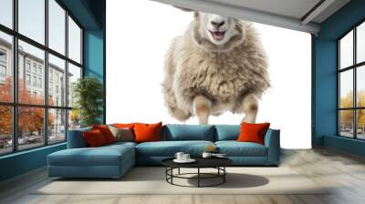 happy sheep jumping, isolated background. generative ai Wall mural