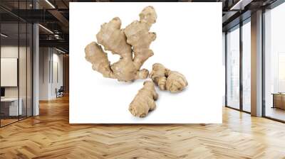 Fresh ginger on white background Wall mural