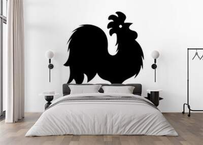 Silhouette of rooster on white background. Weather vane vector icon sign Wall mural