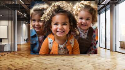 A Group of Diverse Toddlers in the Classroom Wall mural