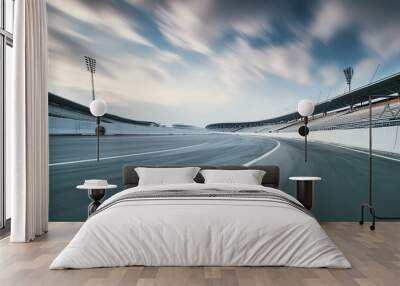 asphalt race track with infrastructure in motion Wall mural