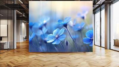 Beautiful blue spring flowers with blurry background. Wall mural