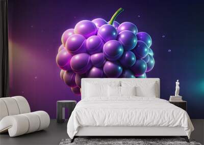 Close-Up of Grape Cluster with Rich Purple Hues and Modern Artistic Lighting Wall mural