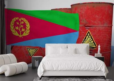 Coal on top of the flag of Eritrea (3D render) Wall mural