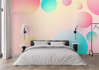 Colorful background wallpaper design with circles and waves in pastel colors. Abstract art concept. Wall mural