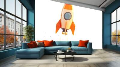 Colorful Cartoon Rocketship Launching Adventure Wall mural