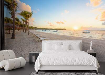 Akumal bay - Caribbean white beach in Riviera Maya, coast of Yucatan and Quintana Roo, Mexico Wall mural