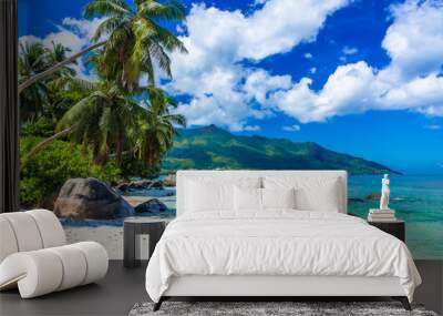 Baie Beau Vallon - Beach on island Mahe in Seychelles Wall mural