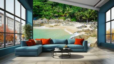 Freedom beach, Phuket, Thailand - Tropical island with white paradise sand beach and turquoise clear water and granite stones Wall mural