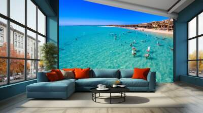 Orange Bay Beach with crystal clear azure water and white beach - paradise coastline of Giftun island, Mahmya, Hurghada, Red Sea, Egypt. Wall mural