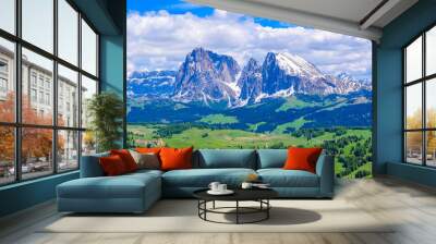 Seiser Alm or Alpe di Siusi - beautiful mountain scenery at Dolomites Alps - Trentino Alto Adige, South Tyrol, Italy - travel destination in Europe Wall mural