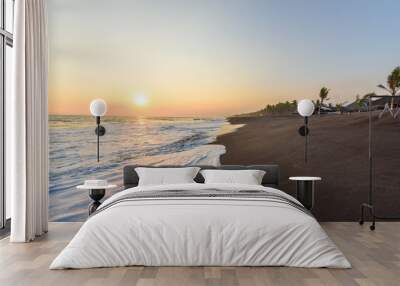 Sunset at Beach with Black Sand in Monterrico, Pacific coast of Guatemala.  Wall mural