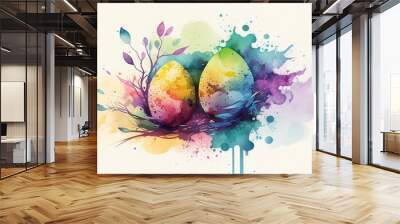 Easter watercolor abstract background for business design,Generative AI Wall mural