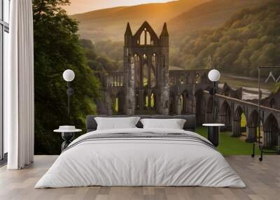 A view of Tintern Abbey in South Wales Wall mural