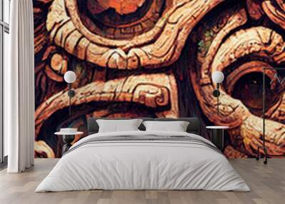 forest Mayan style ancient culture illustration art Generative AI Content by Midjourney Wall mural