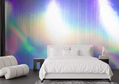 high res full frame macro photo of abstract pastel iridescent holographic foil background with light leaks. holo color wrinkled material. cool glitter surface with shiny rainbow feel. Wall mural