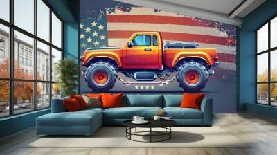 illustration poster independence day monster truck Wall mural