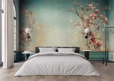 Interior room with luxury floral wallpaper. Wall mural