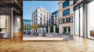 office building with green in bank district of Frankfurt Wall mural