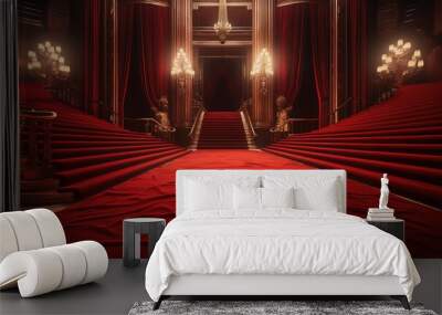 Red carpet in a glamorous room. Wall mural