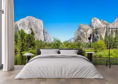 valley view yosemite national park in summer, panorama, panoramic Wall mural