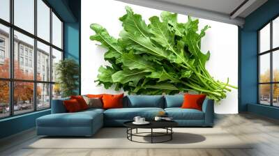 Whole Dandelion greens on a white background Wall mural