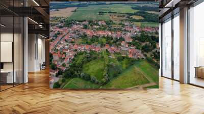 An aerial panorama view of the old town around the city Ziesar in Germany on a summer day. Wall mural