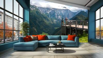 beautiful summer view of amazing slovenia nature. logarska dolina and solcava panoramatic road. Wall mural