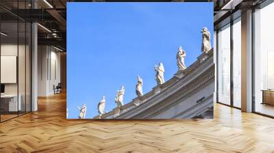 Statue on the colonnade of St Peter of Rome in Italy Wall mural