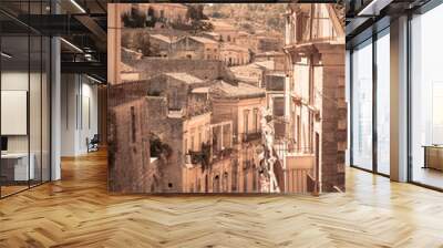 Panorama of Modica, Ragusa, Sicily, Italy, Europe, World Heritage Site Wall mural