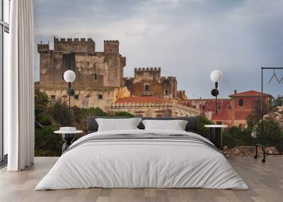 View of Falconara Sicula Castle, Butera, Caltanissetta, Sicily, Italy, Europe Wall mural