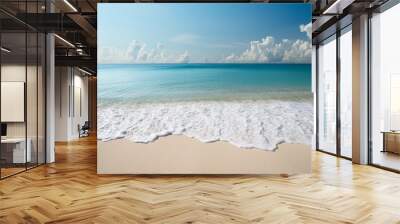 abstract white sand beach with blue water wave on a sunny summer day nature background concept banner with copy space for travel vacation and spa Wall mural