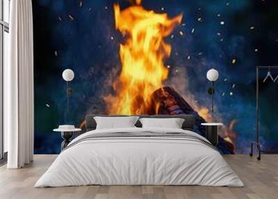 Fire Flames on a Dark Background Wall mural