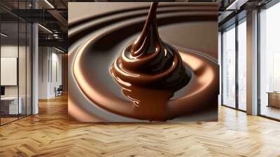 Illustration of a chocolate. An explosion of flavor. Dessert poster idea. Generative AI Wall mural